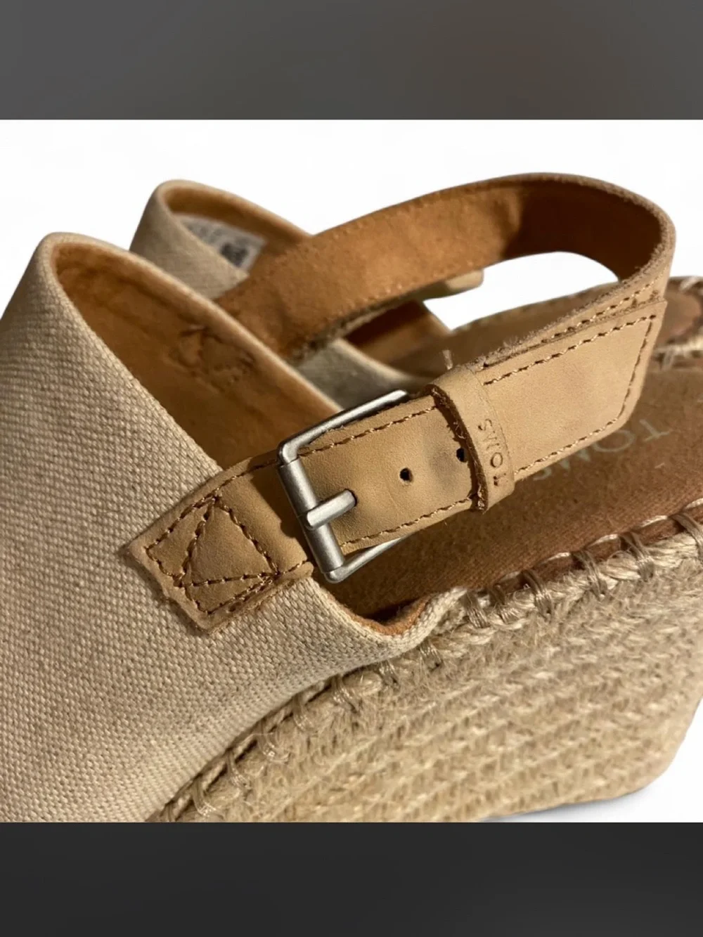 Toms Wedge Espadrille Heel Slingback Sandals Jute Wrapped Size 9